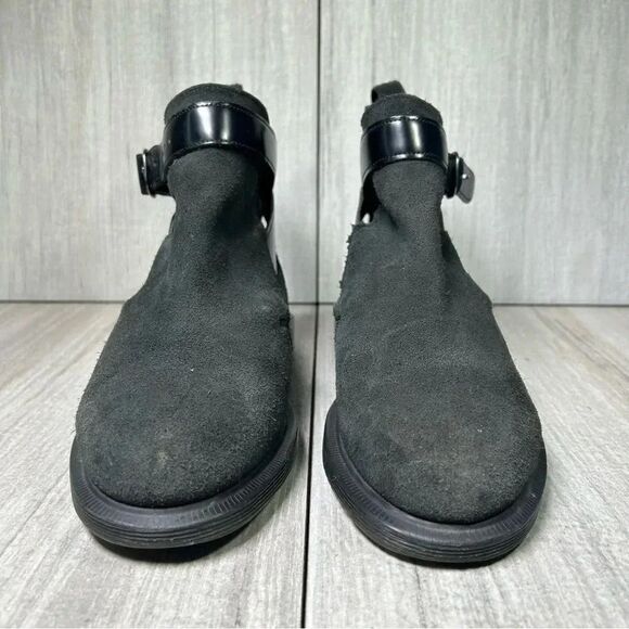 RARE Dr. Martens Docs Teresa Black Suede Leather Buckle Boots Women’s Size 6 - Picture 5 of 10